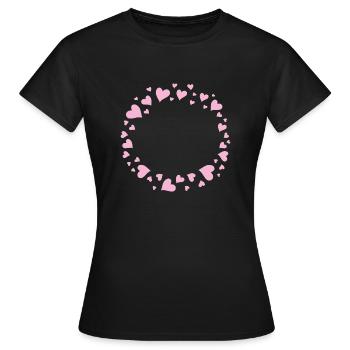 Kreis der rosa Herzen - Frauen T-Shirt - Schwarz - Vorne - AI Model Female 172 dark (172cm)