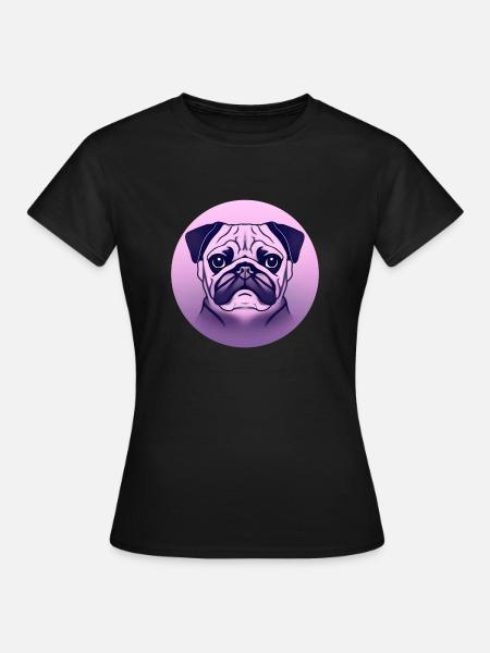 farbiger Mops im Kreis - Frauen T-Shirt - Schwarz