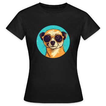 Meerkat with sunglasses, Suricate - Women's T-Shirt - black - Front - AI Model Female 172 dark (172cm)