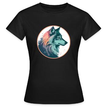 Wolf, Wild Dog, Grey Wolf, Canis lupus - Women's T-Shirt - black - Front - AI Model Female 172 dark (172cm)