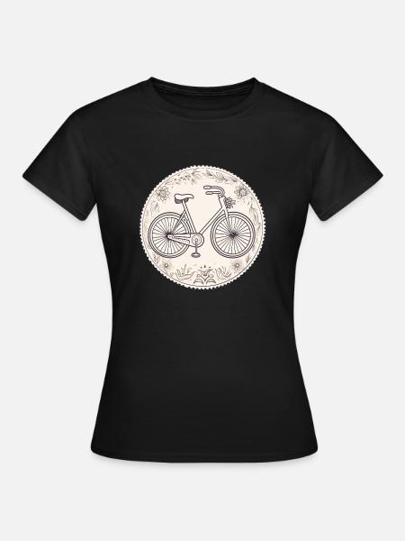 Fahrrad mit Blumen - Frauen T-Shirt - Schwarz