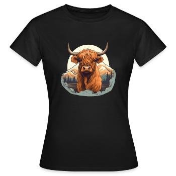 Hochlandrind | Schottisches Hochlandrind - Frauen T-Shirt - Schwarz - Vorne - AI Model Female 172 dark (172cm)