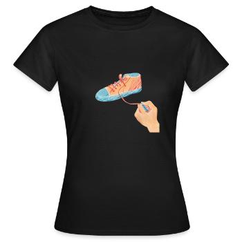 Accrochez-vous au lacet - T-shirt Femme - noir - Devant - AI Model Female 172 dark (172cm)