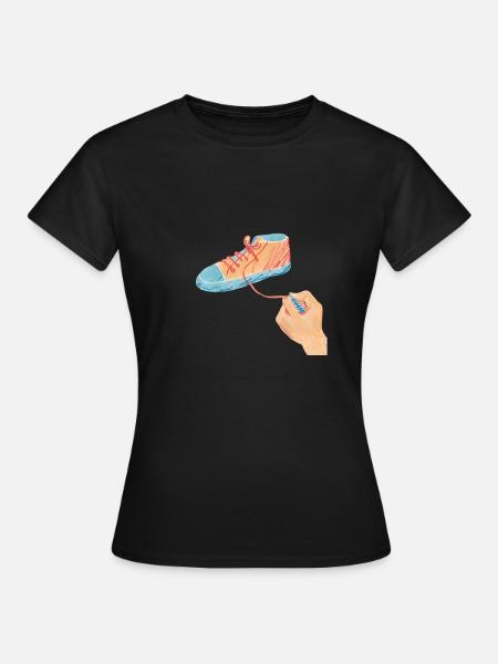 Houd de schoenveter vast - Vrouwen T-shirt - zwart