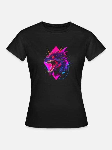 Synthwave Dragon - T-shirt Femme - noir