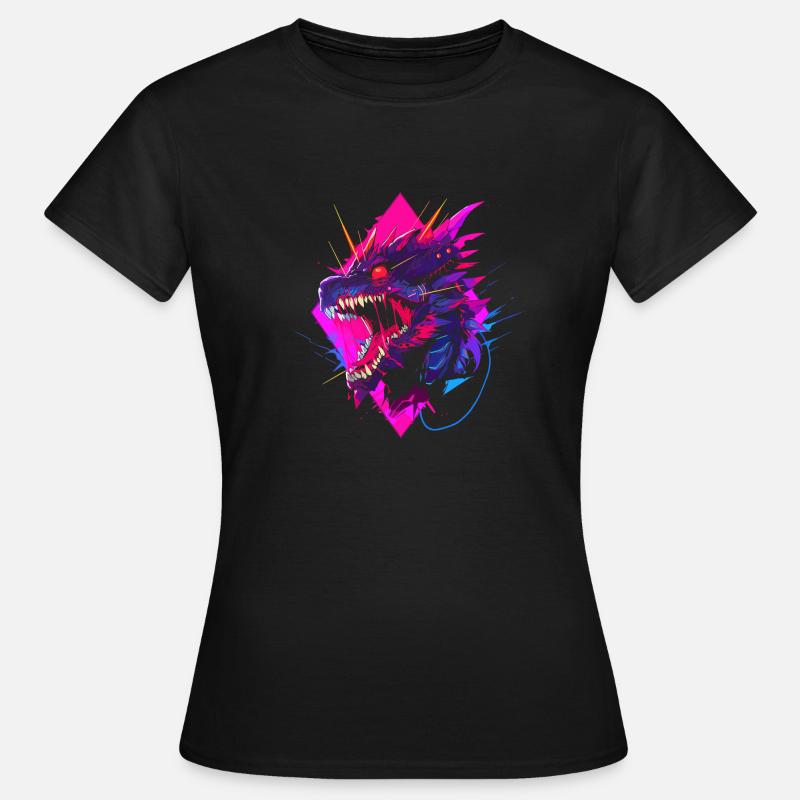 Synthwave Dragon - Frauen T-Shirt - Schwarz