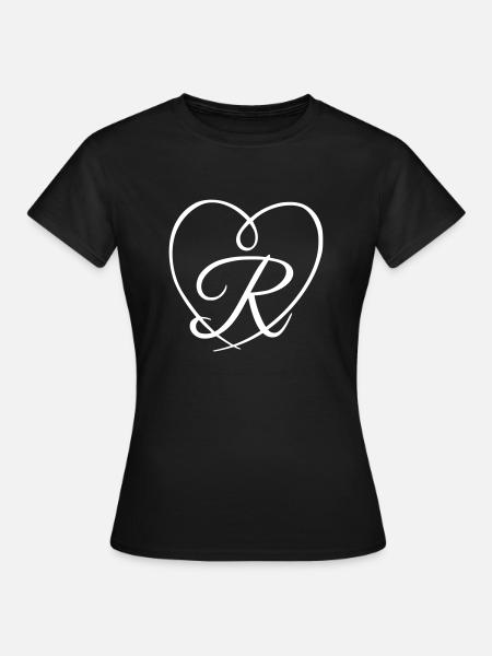 Buchstabe R Kalligrafie Herz - Frauen T-Shirt - Schwarz