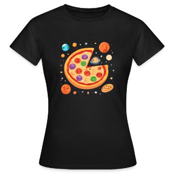 Pizza Planet Expedition - Abenteuer - Frauen T-Shirt - Schwarz - Vorne - AI Model Female 172 dark (172cm)