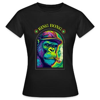 King Bong - Stoner Gorilla - Cannabis - Women's T-Shirt - black - Front - AI Model Female 172 dark (172cm)