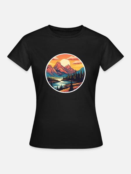 Berglandschaft - Frauen T-Shirt - Schwarz