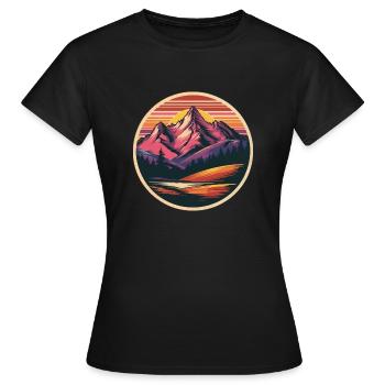 Retro Berge Landschaft - Frauen T-Shirt - Schwarz - Vorne - AI Model Female 172 dark (172cm)