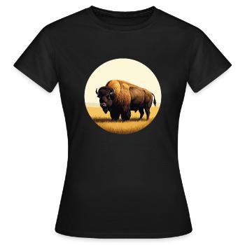 Bison dans la prairie - T-shirt Femme - noir - Devant - AI Model Female 172 dark (172cm)