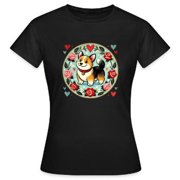 Corgi Lovers - Women's T-Shirt - black - Front - AI Model Female 172 dark (172cm)