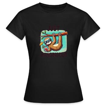 Juste traîner – Détendu comme un paresseux - T-shirt Femme - noir - Devant - AI Model Female 172 dark (172cm)