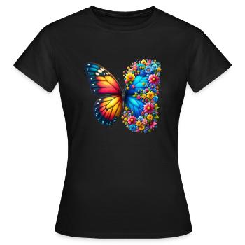 Bunter Schmetterling, von der Natur inspirierte Sommerstimmungen - Frauen T-Shirt - Schwarz - Vorne - AI Model Female 172 dark (172cm)
