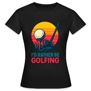 Golfing Retro Sonnenuntergang - Frauen T-Shirt - Schwarz - Vorne - AI Model Female 172 dark (172cm)
