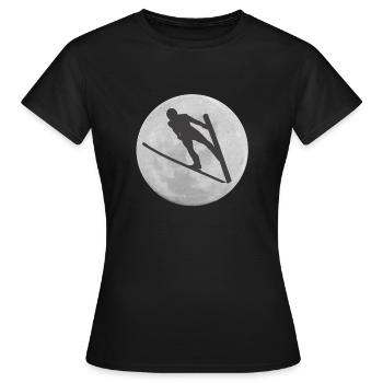 Ski Jumping Ski Jumper Figure Moon Full Moon Winter - Women's T-Shirt - black - Front - AI Model Female 172 dark (172cm)