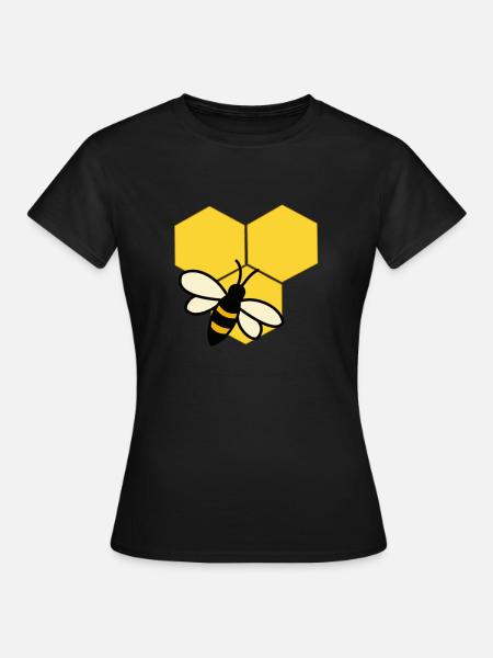 Biene auf einer Wabe - Frauen T-Shirt - Schwarz