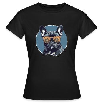 Französische Bulldogge Sonnenbrille - Frauen T-Shirt - Schwarz - Vorne - AI Model Female 172 dark (172cm)