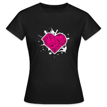 Tee shirt femme coeur de bloc - T-shirt Femme - noir - Devant - AI Model Female 172 dark (172cm)