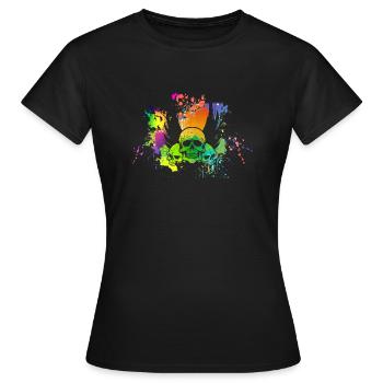 Crâne avec tache de couleur - T-shirt Femme - noir - Devant - AI Model Female 172 dark (172cm)