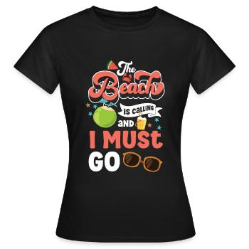 Strand Wellen Brise - Frauen T-Shirt - Schwarz - Vorne - AI Model Female 172 dark (172cm)