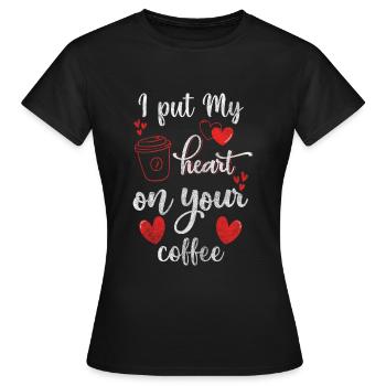 Barman connaisseur Latte Macchiato Grain de café - T-shirt Femme - noir - Devant - AI Model Female 172 dark (172cm)