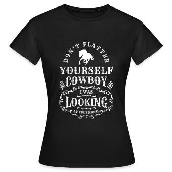 Rodéo, Équitation, Cavaliers équestres de l’Ouest - T-shirt Femme - noir - Devant - AI Model Female 172 dark (172cm)