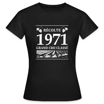 Récolte 1971 - T-shirt Femme - noir - Devant - AI Model Female 172 dark (172cm)