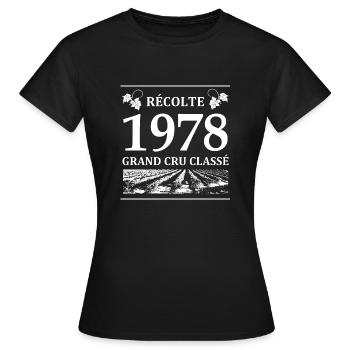 Récolte 1978 - T-shirt Femme - noir - Devant - AI Model Female 172 dark (172cm)