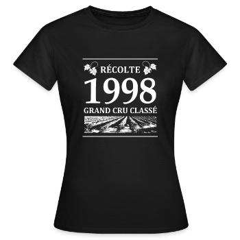 Récolte 1998 - T-shirt Femme - noir - Devant - AI Model Female 172 dark (172cm)