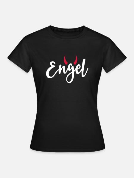 Engel Teufel Hörner Bengel launisch frech - Frauen T-Shirt - Schwarz