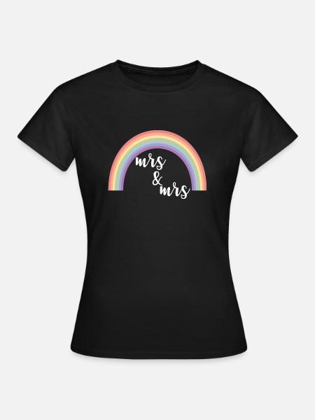 Regenbogenstreifen Mrs und Mrs - Frauen T-Shirt - Schwarz