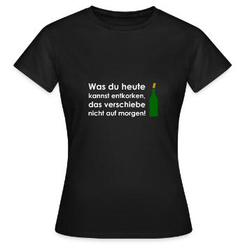 Wein Korken - Frauen T-Shirt - Schwarz - Vorne - AI Model Female 172 dark (172cm)