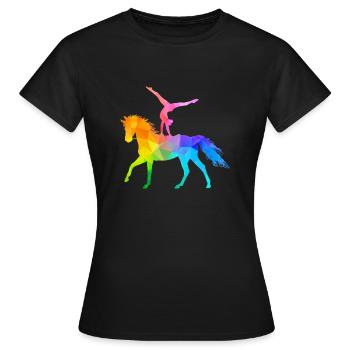 Voltige acrobatie équitation cheval coloré - T-shirt Femme - noir - Devant - AI Model Female 172 dark (172cm)