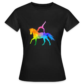 Voltige acrobatie équitation cheval coloré - T-shirt Femme - noir - Devant - AI Model Female 172 dark (172cm)