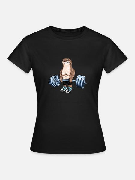 Otter Weight Lifting Gift Gym Fitness Men - Women's T-Shirt - black