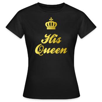 His Queen Krone - Gold - Frauen T-Shirt - Schwarz - Vorne - AI Model Female 172 dark (172cm)