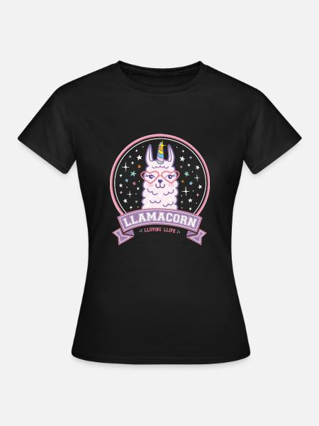 Llamacorn Lama Licorne Alpaga rose - T-shirt Femme - noir