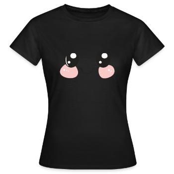 visage heureux, expression de bonheur, innocent - T-shirt Femme - noir - Devant - AI Model Female 172 dark (172cm)