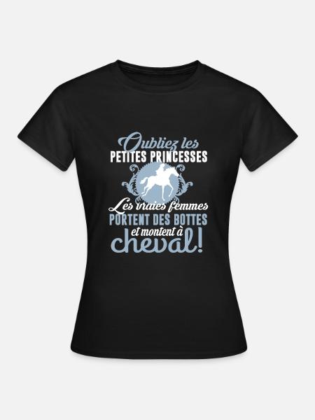 Les vraies femmes font du cheval - T-shirt Femme - noir