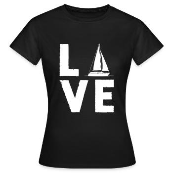 LOVE SAILING BOAT SAIL SHIP SEGELSCHIFF - Frauen T-Shirt - Schwarz - Vorne - AI Model Female 172 dark (172cm)