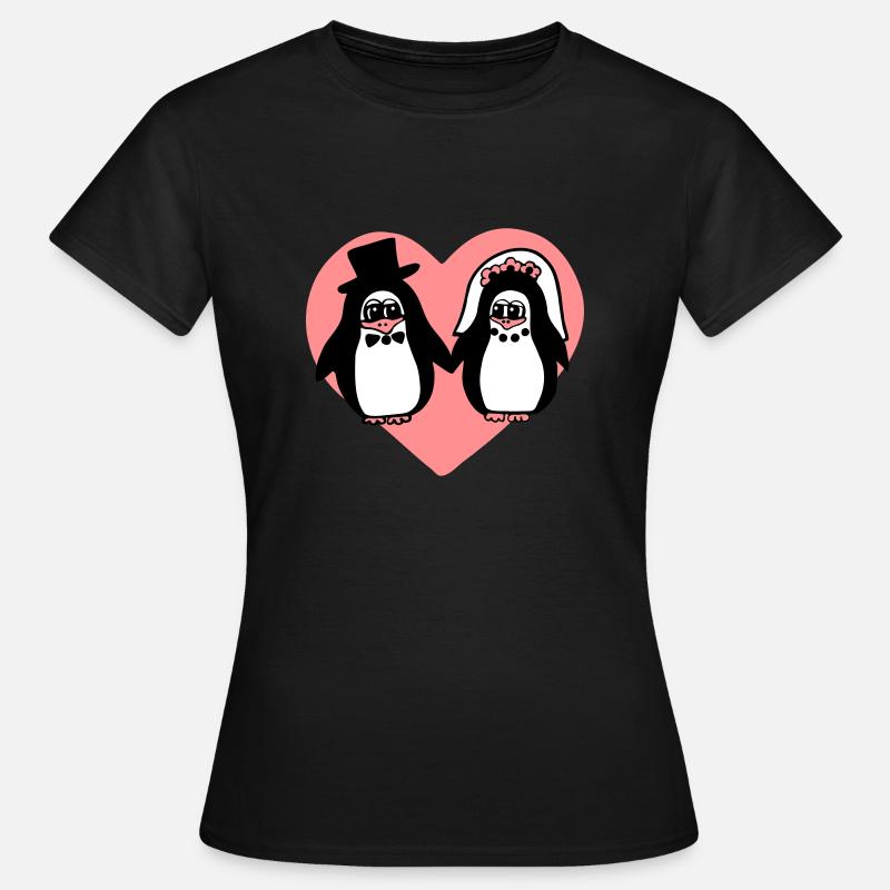 penguin wedding - Women's T-Shirt - black