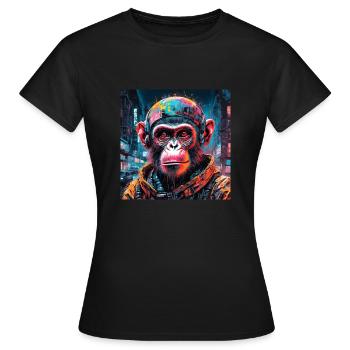 singe cyberpunk - T-shirt Femme - noir - Devant - AI Model Female 172 dark (172cm)