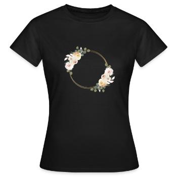 Spring Floral Circle customizable - Women's T-Shirt - black - Front - AI Model Female 172 dark (172cm)