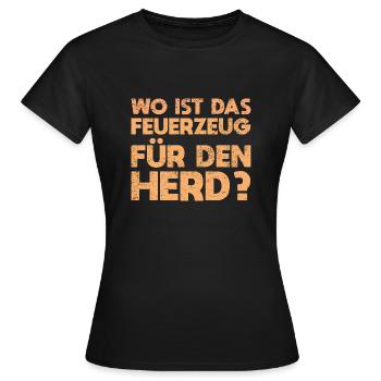 Wo Ist Das Feuerzeug Für Den Herd? - Frauen T-Shirt - Schwarz - Vorne - AI Model Female 172 dark (172cm)