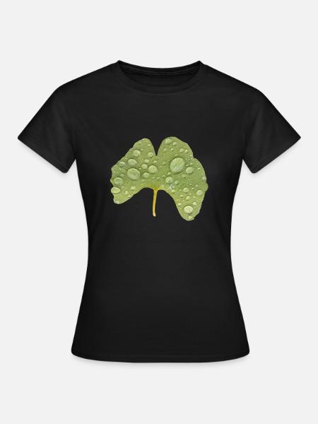 Ginkgo Blatt Wassertropfen Ginkgoblatt Foto - Frauen T-Shirt - Schwarz