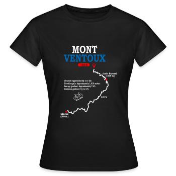 Vélo Mont Ventoux carte itinéraire Ventoux Bédoin - T-shirt Femme - noir - Devant - AI Model Female 172 dark (172cm)