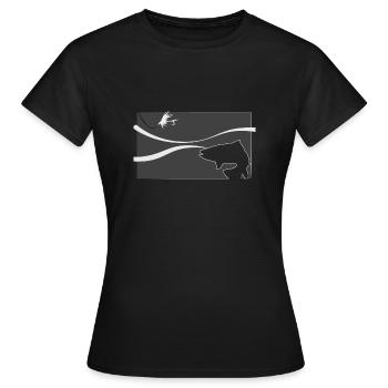 Modèle 72 - truite dans le ruisseau - T-shirt Femme - noir - Devant - AI Model Female 172 dark (172cm)