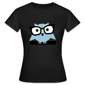 owl with glasses - Women's T-Shirt - black - Front - AI Model Female 172 dark (172cm)